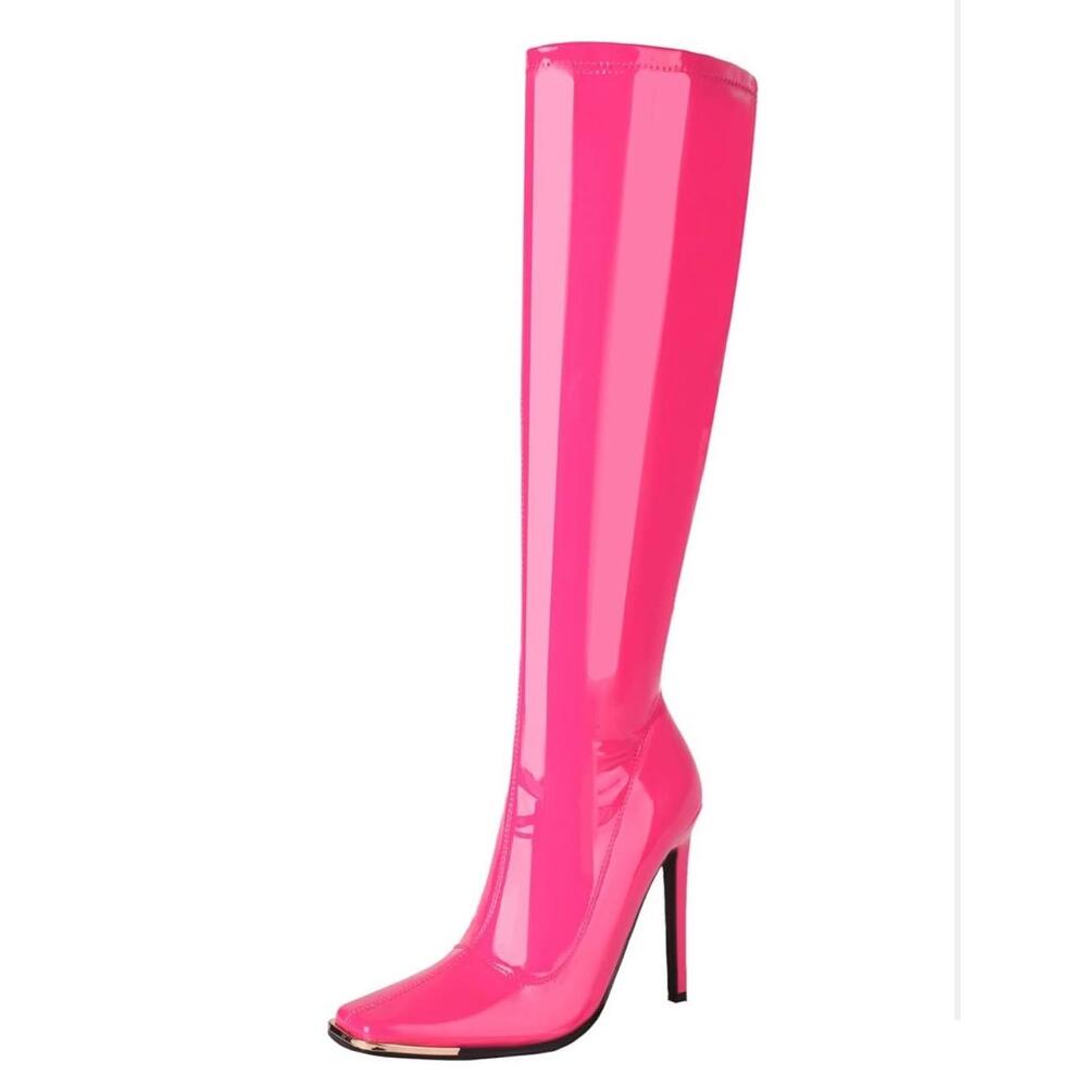 Pink Knee high Stiletto Patent Leather boots! Size 7. Brand new! Hot sexy - Picture 7 of 16